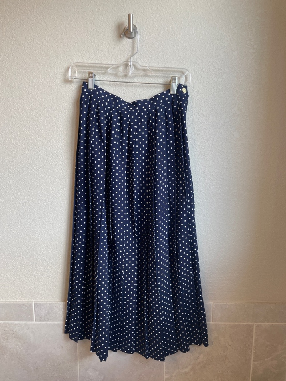 Vintage JG Hook Blue and White Polka Dot Midi Skirt - Picture 1 of 4